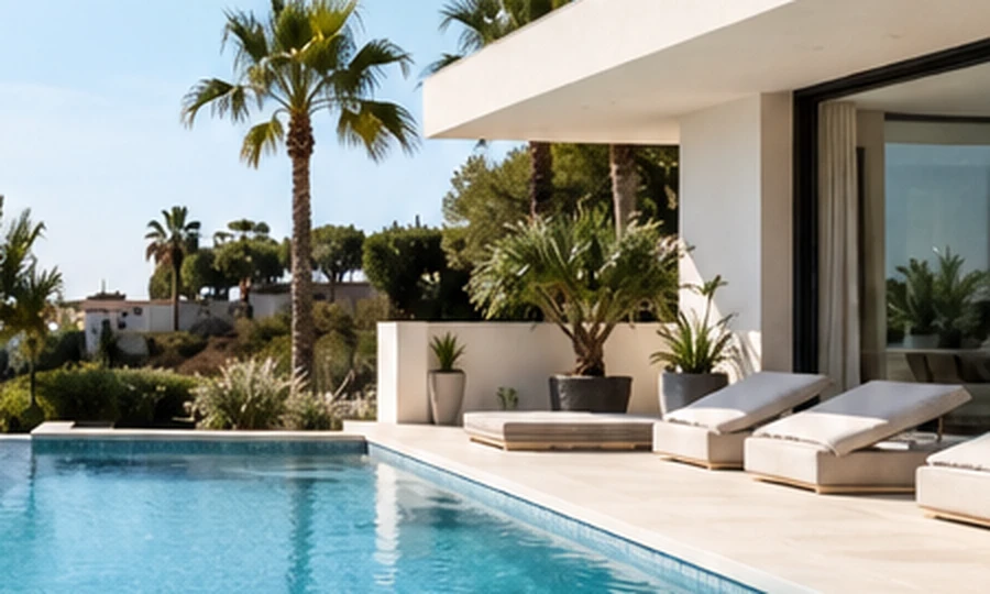 Piscina y jardín residencial en la Costa Blanca